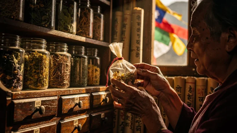 Découverte émouvante des plantes séchées de grand-mère dans une pharmacopée tibétaine ancienne