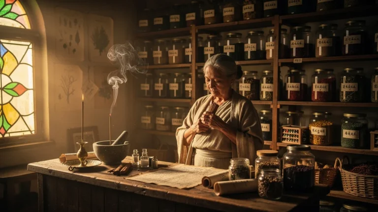 Herboristerie traditionnelle révélant le rôle du santal dans la pharmacopée naturelle
